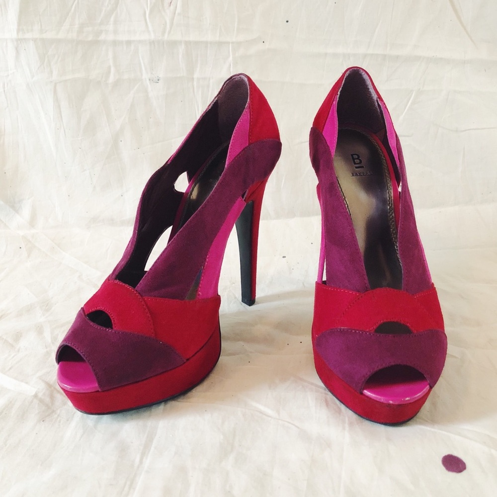 ❌ SOLD || Bakers Multi-Colored Peep-Toe Pumps
